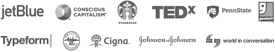 Companies that trust We! - jetBlue, Starbucks, TEDx, Penn State, Goodwill, Typeform, Cigna, and more.
