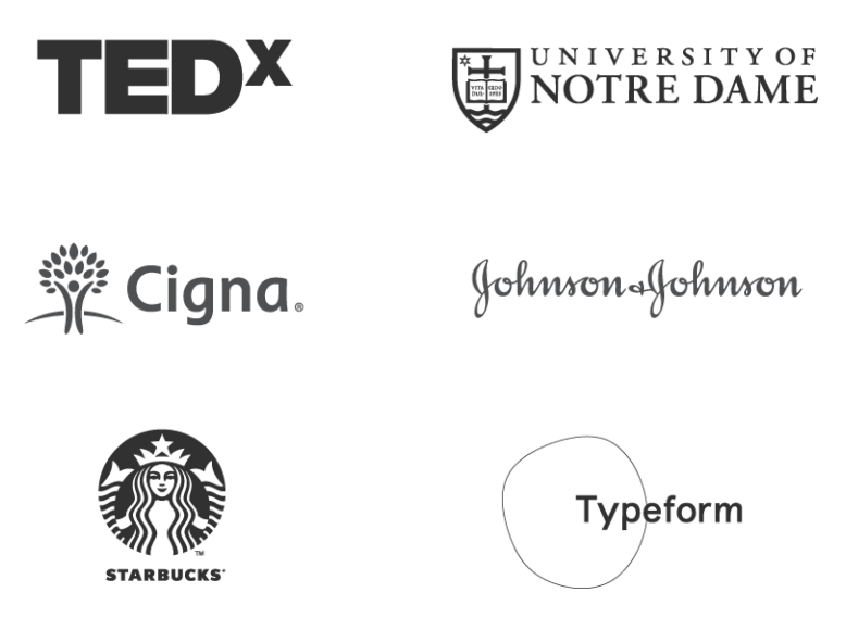 Trusted by University of Notre Dame, TEDx, Cigna, Starbucks, Typeform, Johnson and Johnson